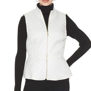 New NWT White House Black Market Quilted Peplum Vest Size Large